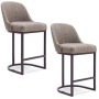 Barrelback 39 in. Gray Linen Counter Stool with Espresso Metal Base (Set of 2) - Image 1