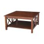 Hampton 36 in. Espresso Square Solid Wood Top Coffee Table with Shelf - Image 1