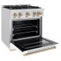 ZLINE - 30 in. Wide 4 Burner 4.2 cu. ft. Autograph Classic Dual Fuel Freestanding Range with White and Bronze Accents - White - Image 3