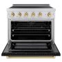 ZLINE - 36 in. Wide 5 Elements Autograph 5.2 Cu.Ft. Paramount Freestanding Induction Range with Gold Accents & Black Door - Matte Black - Image 2