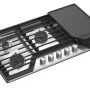 Whirlpool - 36 in. Wide 5 burners Built-In Gas Cooktop with 2-in-1 Hinged Grate to Griddle - Stainless Steel - Image 4