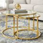 Cheval 2-Piece 31 in. Gold/Glass Medium Round Glass Coffee Table Set - Image 1