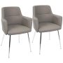 Andrew Contemporary Grey and Chrome Dining/Accent Chair Faux Leather (Set of 2) - Image 1