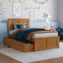 Madison Grey Light Toffee Twin Platform Bed with Matching Foot Board with 2-Urban Bed Drawers - Image 1
