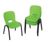 Almond Stacking Kids Chair (Set of 4) - Lime Green - Image 1