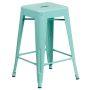 24 in. Mint Metal Bar Stool, Mint Green, Counter Height - Image 1