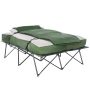 2-Person Folding Camping Cot, Outdoor Bed Set with Sleeping Bag, Inflatable Mattress, Pillows and Carry Bag, Green - Image 1