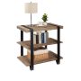 Modesto 27 in. Rectangle End Table with Metal Strap and Solid Wood, Natural Pine Finish, Rustic Industrial Style - Image 1
