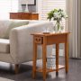 12 in. W x 24 in. D Rustic Oak with Slate Tile Highlights Rectangle Wood End/Side Table with Shelf - Image 1