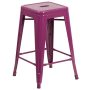 24 in. Mint Metal Bar Stool, Purple, Counter Height - Image 1