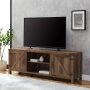 70 in. Modern Farmhouse Rustic Oak Wood TV Stand with 2 Barn Doors (Max TV Size 80 in.) - Image 1