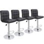 Adjustable Bar Stools Swivel PU Leather Modern Dinning Chairs with Back Set of 4 - Black - Image 1