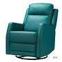 Coral Classic Teal Faux Leather Swivel Recliner with Metal Base - Image 1