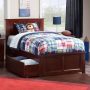 Madison Grey Walnut Twin Platform Bed with Matching Foot Board with 2-Urban Bed Drawers - Image 1