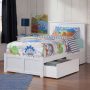 Nantucket White Solid Wood Frame Twin Panel Bed with Footboard and Storage Drawers - Image 1