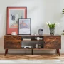 edx Modern TV Stand for 55-60 inch TV, Mid Century Entertainment Centre, Media Console Table with Storage for Living Room, Office, Brown - Image 5