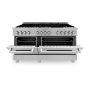 ZLINE - 60 in. Wide 8 Burner Legacy Dual Fuel Freestanding Range with 2 Ovens - Satin Stainless Steel - Image 2