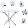 Glass Dining Table, Glass Round Dining Table Kitchen Table with Clear Tempered Glass Top, Modern Dining Table End Table Leisure Tea Coffee Table (Table) - Image 4