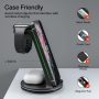 Wireless Charging Stand, 2021 Earteana Upgraded 3 in 1 Charging Station, Qi-Certified 15W Fast Wireless Charger Dock Compatible with iPhone 13/11 Series, AirPods, Apple Watch SE/6/5/4/3/2(Black) - Image 4