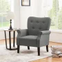 Alden Design Mid-century Upholstered Fabric Accent Armchair for Living Room with Wooden Leg, Dark Gray - Image 3