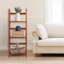 Casual Home 3 Shelf 14 Inch Folding Office Furniture Wood Bookcase, Mahogany - Image 1