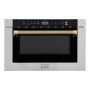 ZLINE - Autograph 24 in. 1.2 cu. ft. Built-in Microwave Drawer and Polished Gold Helix Handle - Stainless Steel - Image 1