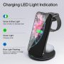 Wireless Charging Stand, 2021 Earteana Upgraded 3 in 1 Charging Station, Qi-Certified 15W Fast Wireless Charger Dock Compatible with iPhone 13/11 Series, AirPods, Apple Watch SE/6/5/4/3/2(Black) - Image 5