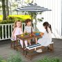 Kids Picnic Table and Chairs with Cushions and Height Adjustable Umbrella - Image 1