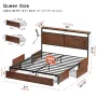 GUNAITO Queen Size Bed Frame with Headboard Storage Bed frame with 4 Drawers LED Platform Bed Frame with Charging Station Rustic Brown - Image 3
