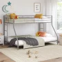 Mainstays Small Space Junior Twin over Full Low Profile Metal Bunk Bed, Silver - Image 2