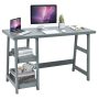 Wooden Trestle Computer Desk with 2-Tier Removable Shelves - Image 1