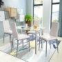 Dinner Table Set Tempered Glass Dining Table with 4 Pieces Chairs Dining Room Kitchen Furniture - Image 2