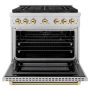 ZLINE - 36 in. Wide 6 Burner Autograph 5.2 Cu. Ft. Freestanding Paramount DuoPro Gas Range with Gold Helix Handle - Stainless Steel - Image 2