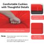 Set of 2 Red Wicker Patio Ottoman Fade-Resistant Foot Rest with Cushion - Image 4
