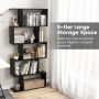 5-Tier Bookshelf with Anti-Toppling Device for Living Room Home Office - Black - Image 6