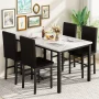 LTTROMAT Dining Table Set for 4, Modern Faux Marble Kitchen Table Set with 4 Leather Upholstered Chairs, 5-Piece Dinette for Dining Room, Nooks - Image 3