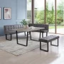 3-Piece Gray Dining Table Set 47.2 in. Rectangle Table, 1 Left Seat Bench and 1 Bench (Gray) - Image 2