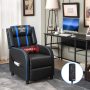 Blue PU Leather Massage Gaming Recliner Chair with Side Pockets - Image 6