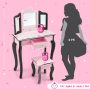 Kid Vanity Set with Tri-Folding Mirror and Leopard Print - Image 3