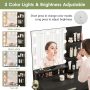 Veanerwood LED Lights Dressing Table Dressing Stool Table Set black - Image 4