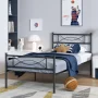 Yoneston Kids Twin Size Metal Platform Bed with Bowknot Headboards Easy Assembly (Mattress Not Included), Black - Image 2