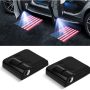 2Pcs Car Door Lights Logo Projector, Wireless LED Car Door Paste Welcome Courtesy Light, Holeless Magnet Sensor Ghost Shadow Welcome Lamp, Naruto Sharingan Light Accessories (Red American Flag) - Image 1