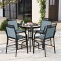 Blue Outdoor Counter Stools Set of 2 Heavy-Duty Barstools with Footrest and Armrests - Image 4