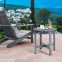 18 Inch Patio Round Side Wooden Slat End Coffee Table for Garden - Image 6