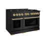 ZLINE - 48 in. Wide 8 Burner Autograph Select Dual Fuel Freestanding Range with Gold Accents - Black Stainless Steel - Image 2