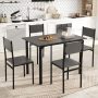 Gray 5 Piece Dining Table Set Industrial Style Kitchen Table and Chairs for 4 - Image 1