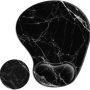 Ergonomic Mouse Pad with Wrist Rest Support Gel with Coaster, Cute Wrist Pad with Non-Slip Rubber Base, Easy Typing & Pain Relief, Black White Marble - Image 1
