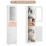 Homfa Bathroom Storage Tower, Narrow Linen Cabinet with Door and Drawers, Tall Bathroom Storage Cabinet for Small Spaces, White - Image 2