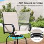 Gray 2 Pieces 360 Rotating Bar Stool Set with Armrests for Patio - Image 5
