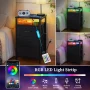 Night Stand with Charging Station, LED Nightstand with USB Ports and Outlets, End Table with Fabric Drawers and Storage Shelf, Black - Image 3